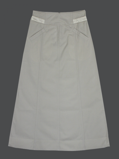 A-Shape Long Skirt with 2 Front Pockets - Cotton
