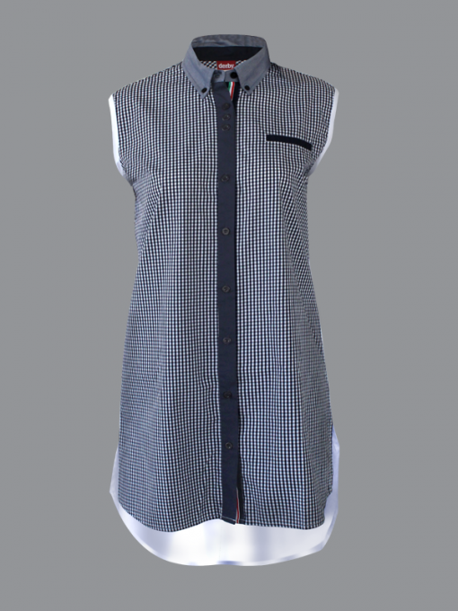 Buttoned Front Checkered Vest - Cotton/Polyester/Spandex