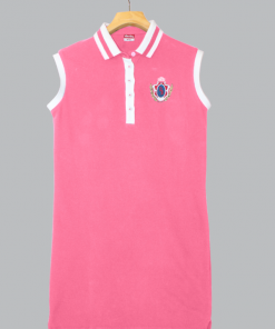 Long Polo Shirt (T-shirt) - Sleeveless with Embroidered Emblem