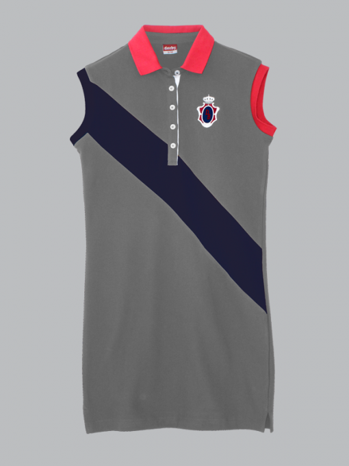 Long Polo Shirt (T-shirt) - Sleeveless with Diagonal Design