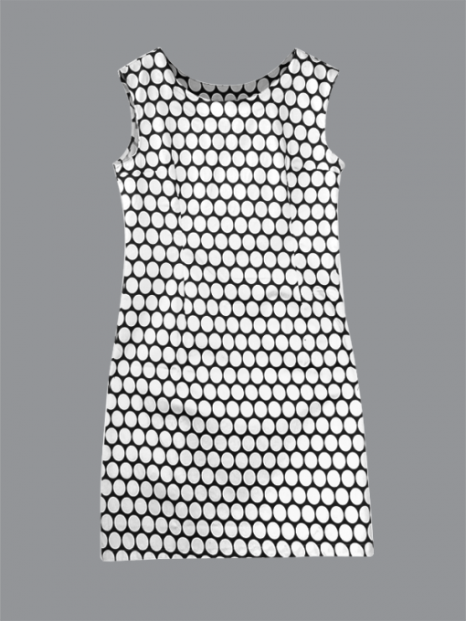 Short Sleeveless (Shift) Dress - Circle Design Print