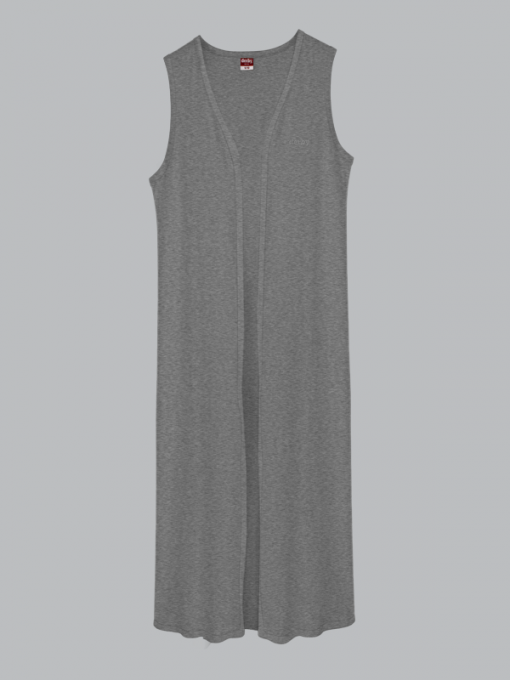 Open Front Sleeveless Cardigan - Cotton Jersey - Image 2