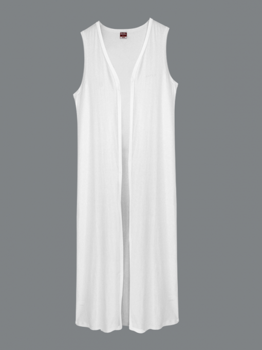 Open Front Sleeveless Cardigan - Cotton Jersey