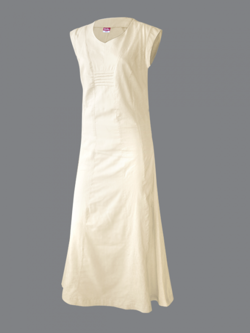 Sleeveless Long Dress with Side Zipper and Small Back Slit - Cotton Linen - Image 2