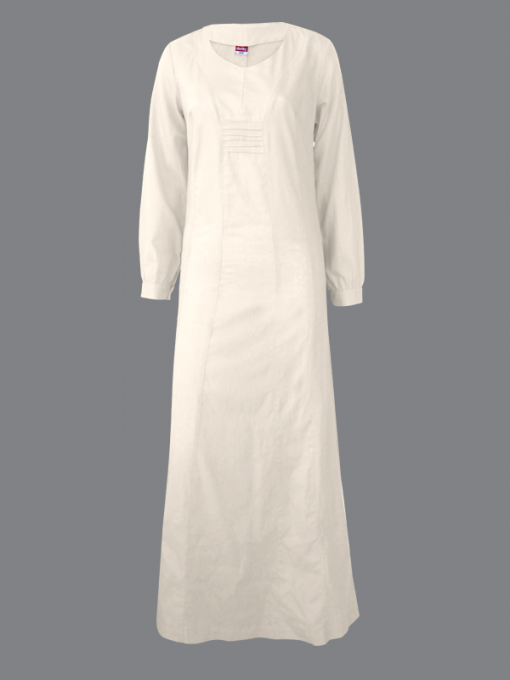 Long Sleeves Long Dress with Side Zipper and Small Back Slit - Cotton Linen - Image 3