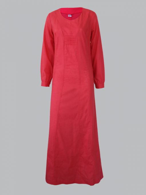 Long Sleeves Long Dress with Side Zipper and Small Back Slit - Cotton Linen