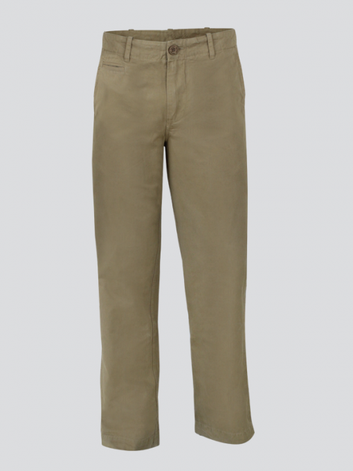 Fine Twill Chino Straight Leg Pants with Side Pockets - Cotton Twill
