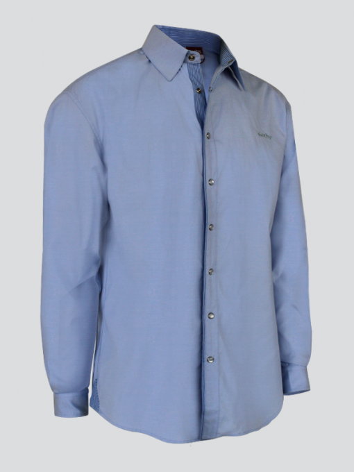 (English) Long Sleeves Shirt with Push Buttons - Cotton Stretch