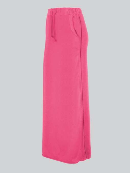 Maxi Skirt with Drawstring and Side Pockets - Cotton Jersey