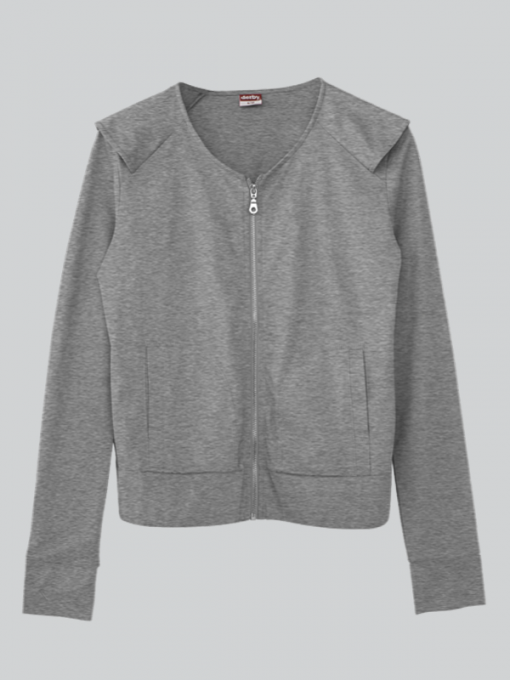 Long Sleeves Cardigan with Zipper - Cotton Jersey - Image 2