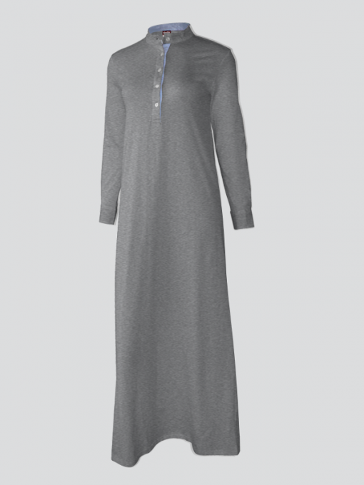 Long Sleeve Long Dress - Cotton Jersey - Image 3