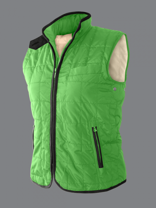 Padded Quilted Nylon Polyester Vest With Trimmed Zipper And 3 Front Pockets - Image 3