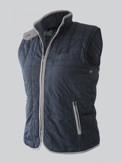 Padded Quilted Nylon Polyester Vest With Trimmed Zipper And 3 Front Pockets - Image 2