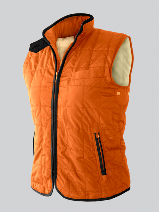 Padded Quilted Nylon Polyester Vest With Trimmed Zipper And 3 Front Pockets