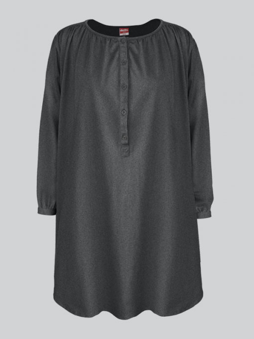 Long Sleeves Shirt - Roundneck With Front Buttons - Cotton Jersey - Image 6