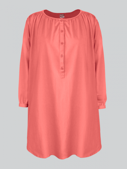 Long Sleeves Shirt - Roundneck With Front Buttons - Cotton Jersey