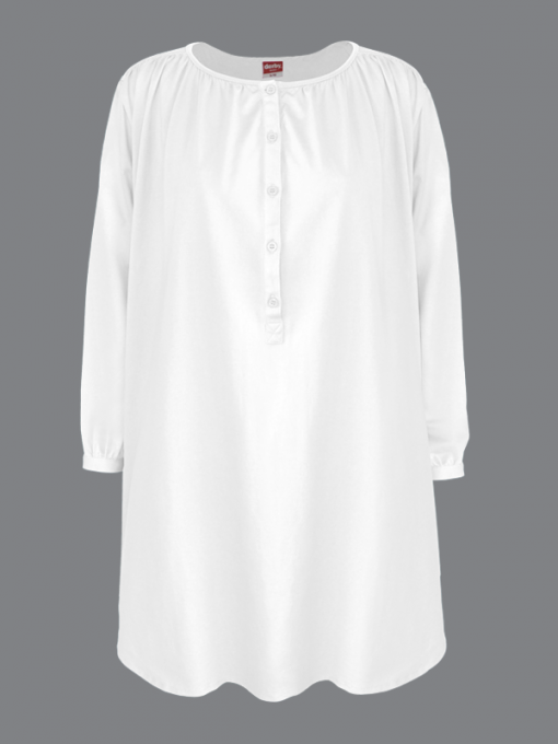 Long Sleeves Shirt - Roundneck With Front Buttons - Cotton Jersey - Image 5