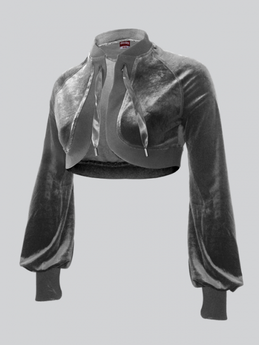 Short Cardigan – Polyester Velvet - Image 3