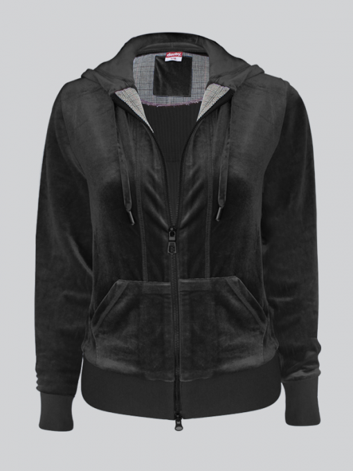 Hooded Cardigan With Front Pocket – Polyester Velvet - Image 6