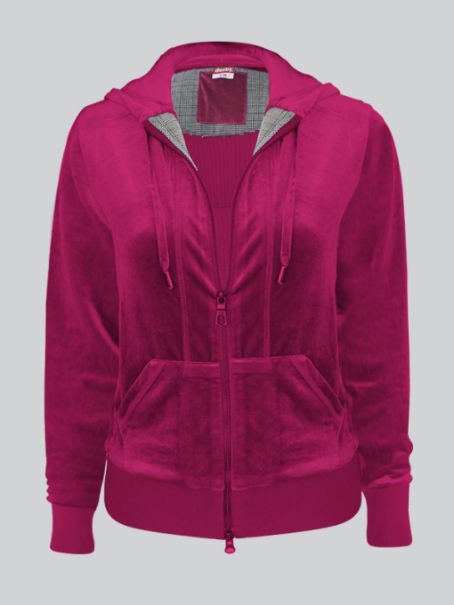 Hooded Cardigan With Front Pocket – Polyester Velvet - Image 3