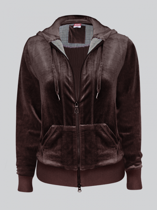 Hooded Cardigan With Front Pocket – Polyester Velvet