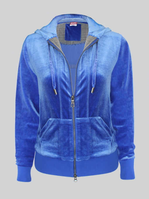 Hooded Cardigan With Front Pocket – Polyester Velvet - Image 2