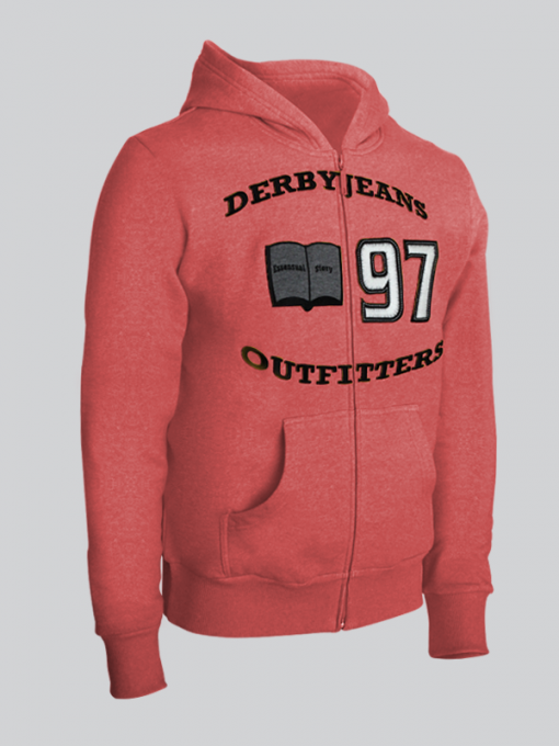 Hooded Cardigan With Zipper And Print - Terry Fleece
