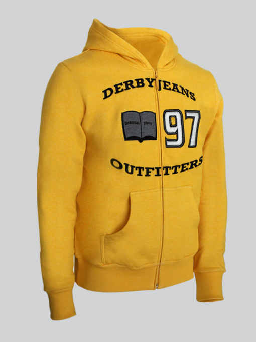 Hooded Cardigan With Zipper And Print - Terry Fleece - Image 2
