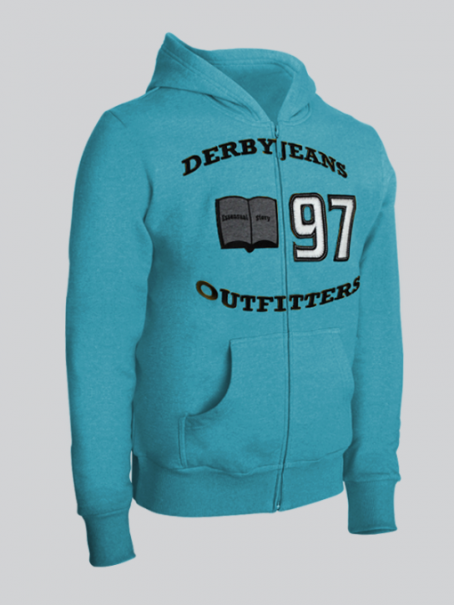 Hooded Cardigan With Zipper And Print - Terry Fleece - Image 3