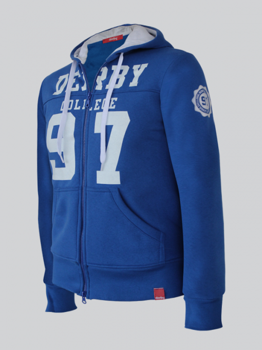 Hooded Cardigan with Derby Print and Front Pockets– Cotton Polyester Fleece