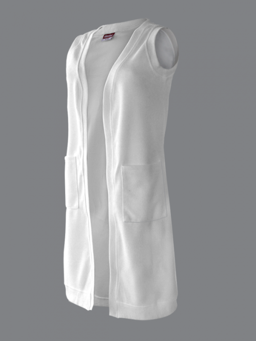 Sleeveless Open Cardigan With Front Pockets - Polyester Viscose