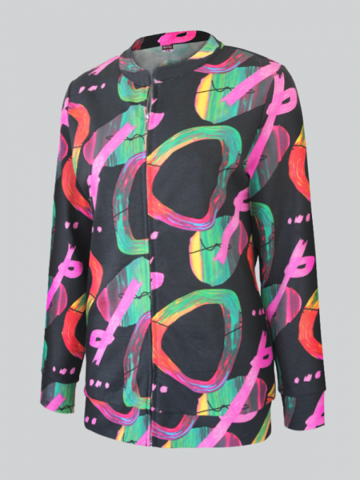 Printed Zippered Cardigan/Training – Light Terry Cotton - Image 4