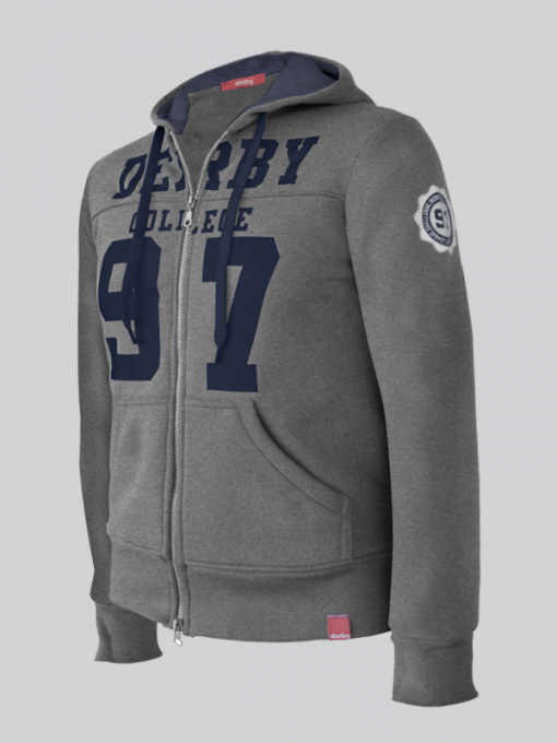 Hooded Cardigan with Derby Print and Front Pockets– Cotton Polyester Fleece - Image 2