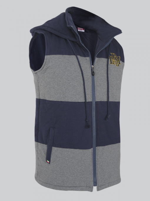 Dual Color Hooded Vest with Zipper - Image 2