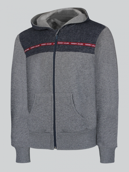 Hooded Cardigan With Print and Zipper Plus Front Pockets - Terry Fleece - Image 2