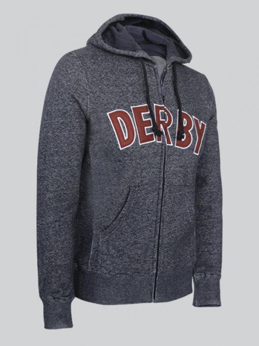 Hooded Cardigan With Zipper And Print - Terry Fleece