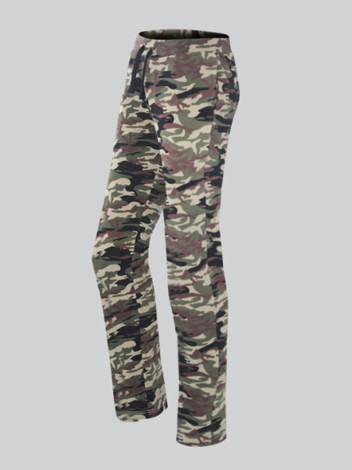 Printed Pants With Camouflage Design,Elastic Waistband And Drawstring - Cotton Jersey
