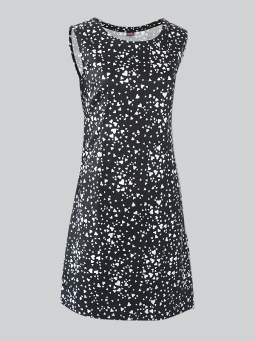 Sleeveless Short (Shift) Dress - Heart Design Print