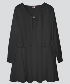 Long Sleeves Flared Shirt - Double Layered Top Part and Half Roundneck- Cotton Jersey