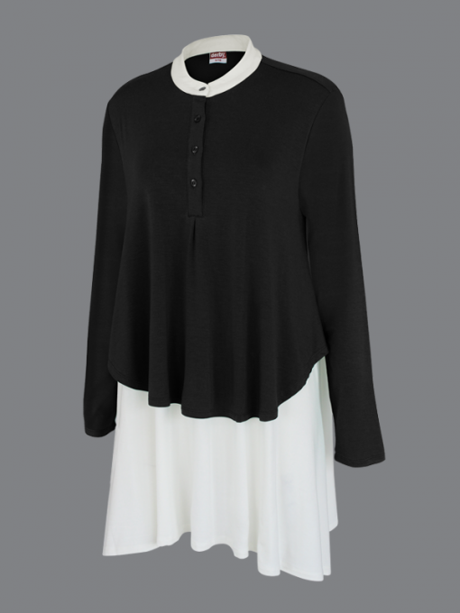 Long Sleeves Shirt - Double Layer Flared - Viscose Spandex