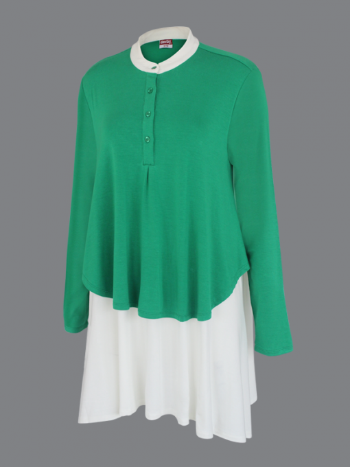 Long Sleeves Shirt - Double Layer Flared - Viscose Spandex - Image 2