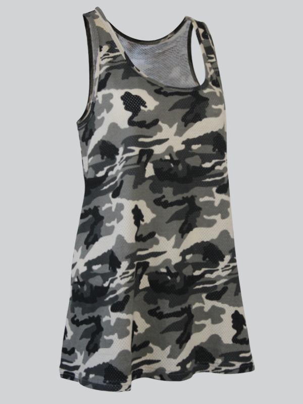 Sleeveless Short Dress with Camouflage Design- Cotton Jersey - derby