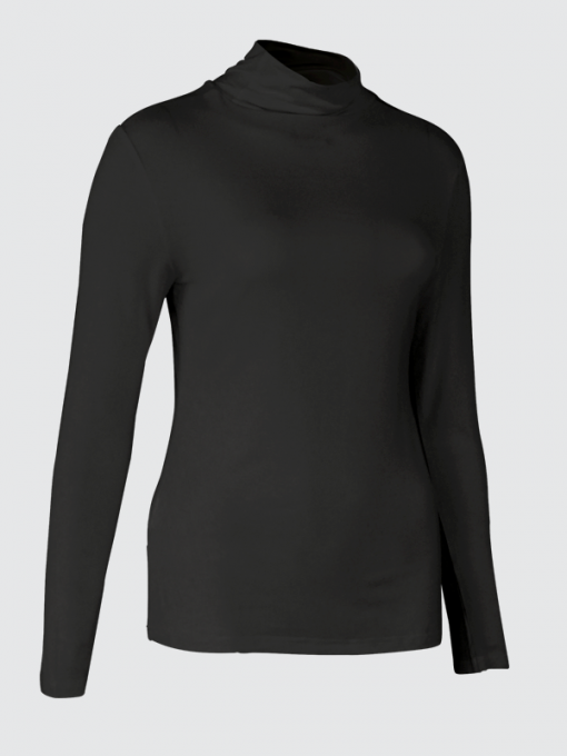 Long Sleeve Turtleneck Top - Viscose Stretch
