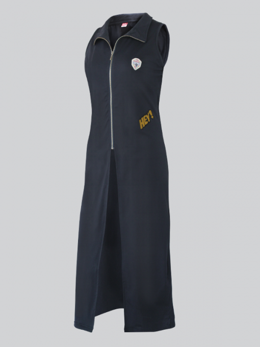 ⁦(English) Sleeveless Long Cardigan With Zipper and Front Slit⁩ - الصورة ⁦2⁩