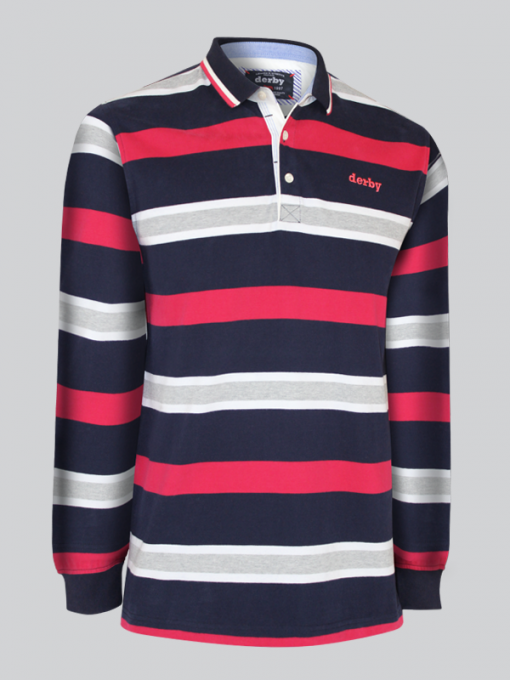 Long Sleeves Polo Shirt with Multi Colored Striped – Cotton Jersey