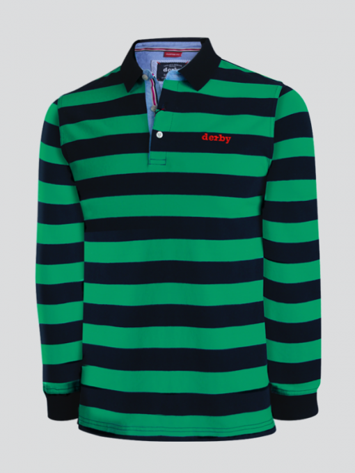 Striped Long Sleeve Polo Shirt - Cotton - Image 2