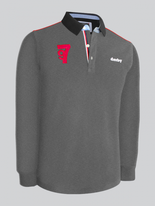 Long Sleeve Polo Shirt With Embroidered Logos - Image 2