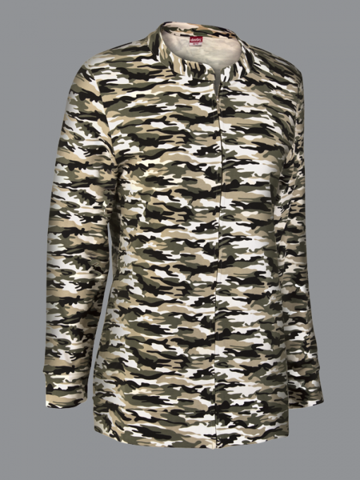 Cardigan With Camouflage Design, Zipper/Two Front Pockets – Cotton Jersey
