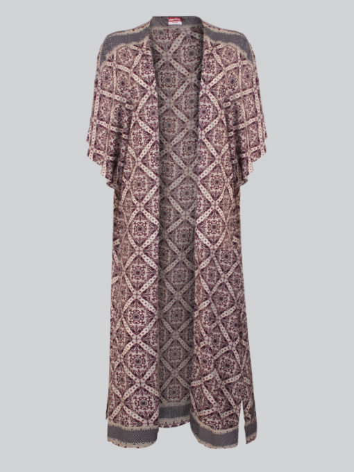 Printed Extra Long Cardigan - Rayon - Image 3