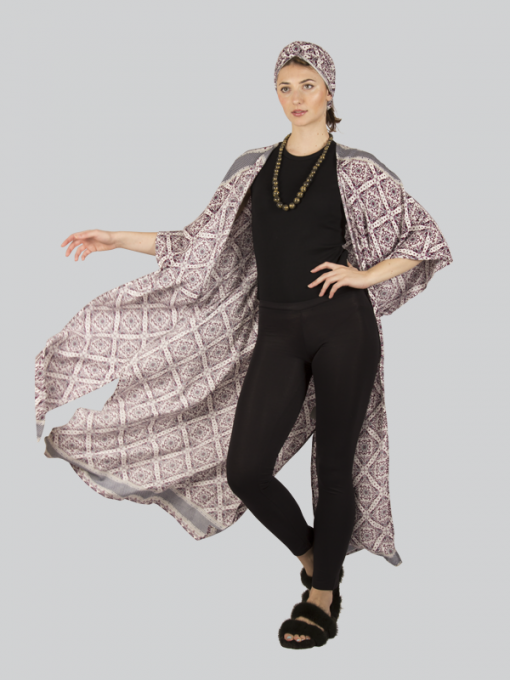 Printed Extra Long Cardigan - Rayon - Image 2